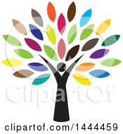 Clipart Of A Tree With Colorful Leaves And A Woman Trunk Royalty Free Vector Illustration