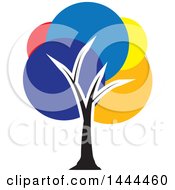 Clipart Of A Tree With Colorful Foliage Royalty Free Vector Illustration