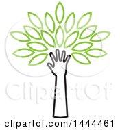 Clipart Of A Tree With Green Leaves And An Arm As The Trunk Royalty Free Vector Illustration