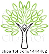 Clipart Of A Tree With Green Leaves And A Woman Trunk Royalty Free Vector Illustration