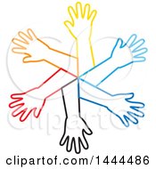 Poster, Art Print Of Circle Of Colorful Outlined Arms