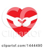 Clipart Of A Red Heart With Hands Reaching Royalty Free Vector Illustration