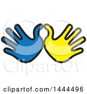 Poster, Art Print Of Blue And Yellow Hands