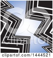 Poster, Art Print Of Background Black And White Zig Zags And Blue