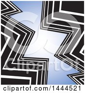 Clipart Of A Background Black And White Zig Zags And Blue Royalty Free Vector Illustration