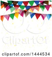 Clipart Of A Background Of Stars And Colorful Party Bunting Banners Royalty Free Vector Illustration
