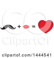 Poster, Art Print Of Mustache Plus Lips Equals Love Heart