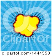Clipart Of A Comic Styled Explosion Balloon Over Blue Rays Royalty Free Vector Illustration by ColorMagic