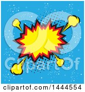 Poster, Art Print Of Comic Styled Explosion Balloon Over Blue