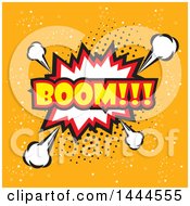 Poster, Art Print Of Comic Styled Boom Explosion Balloon Over Orange