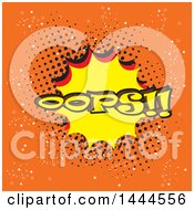 Poster, Art Print Of Comic Styled Oops Explosion Balloon Over Orange