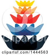 Poster, Art Print Of Colorful Stacked Lotus Flower Logo Design