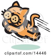 Poster, Art Print Of Happy Cat Running And Jumping Through The Air