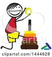 Poster, Art Print Of Happy Stick Boy Stacking Rings