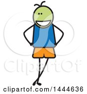 Clipart Of A Stick Boy Royalty Free Vector Illustration