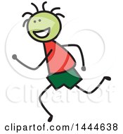 Clipart Of A Stick Boy Running Royalty Free Vector Illustration