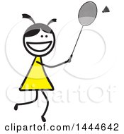 Poster, Art Print Of Stick Girl Playing Badminton