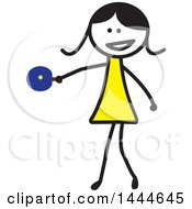 Clipart Of A Stick Girl Playing Ping Pong Royalty Free Vector Illustration