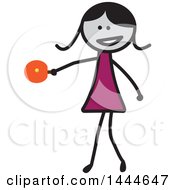 Clipart Of A Stick Girl Playing Ping Pong Royalty Free Vector Illustration by ColorMagic