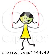 Clipart Of A Stick Girl Skipping Rope Royalty Free Vector Illustration