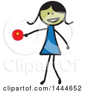 Clipart Of A Stick Girl Playing Ping Pong Royalty Free Vector Illustration