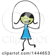 Clipart Of A Stick Girl Skipping Rope Royalty Free Vector Illustration