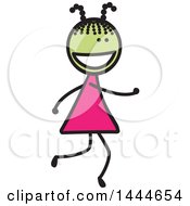 Clipart Of A Stick Girl Running Royalty Free Vector Illustration