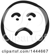 Poster, Art Print Of Black And White Unhappy Smiley Emoticon Face