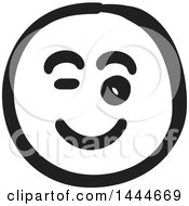 Poster, Art Print Of Black And White Flirty Smiley Emoticon Face