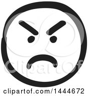 Clipart Of A Black And White Mad Smiley Emoticon Face Royalty Free Vector Illustration