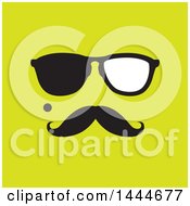 Poster, Art Print Of Face With A Mustache Mole And Glasses On Green