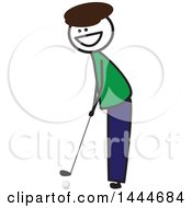 Clipart Of A Happy Stick Man Golfing Royalty Free Vector Illustration by ColorMagic