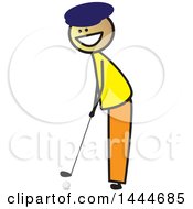 Clipart Of A Happy Stick Man Golfing Royalty Free Vector Illustration by ColorMagic