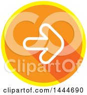 Clipart Of A Flat Sytled Round White Orange And Yellow Forward Arrow Icon Button Royalty Free Vector Illustration