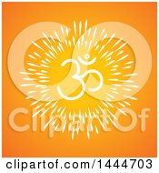 Poster, Art Print Of White Meditation Om Symbol On Orange