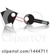 Clipart Of A Key And House Tag With A Reflection Royalty Free Vector Illustration
