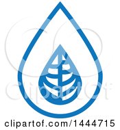 Poster, Art Print Of Blue Water Drop And Leaf Design