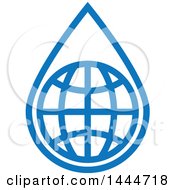 Poster, Art Print Of Blue Water Drop And Globe Design