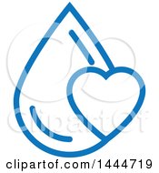 Clipart Of A Blue Water Drop And Heart Design Royalty Free Vector Illustration