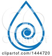 Clipart Of A Blue Water Drop And Spiral Wave Design Royalty Free Vector Illustration