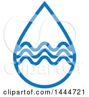 Clipart Of A Blue Water Drop And Waves Design Royalty Free Vector Illustration by ColorMagic