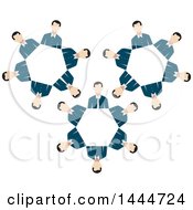 Clipart Of Gears Made Of White Business Men Royalty Free Vector Illustration