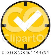 Clipart Of A Yellow Clock With A Check Mark Royalty Free Vector Illustration