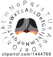 Clipart Of A Book In A Circle Of Letters Royalty Free Vector Illustration
