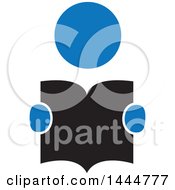 Clipart Of A Blue Person Holding And Reading A Book Royalty Free Vector Illustration by ColorMagic