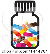 Clipart Of A Bottle Full Of Colorful Pills Royalty Free Vector Illustration by ColorMagic
