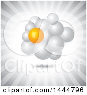 Clipart Of A Cluster Of Gray And Orange Bubbles Over Gray Rays Royalty Free Vector Illustration
