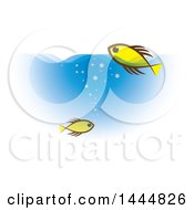 Poster, Art Print Of Yellow Fish Swimming In Blue Water