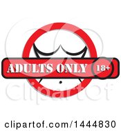 Clipart Of A Womans Body In A Circle With An Adults Only Banner Royalty Free Vector Illustration