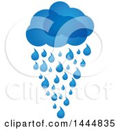 Clipart Of A Blue Cloud And Rain Drops Royalty Free Vector Illustration